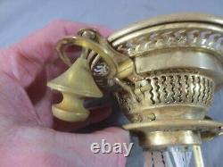 Antique Brass RARE MODEL HINKS DUPLEX Lever Lift Oil Lamp Burner Bayonet Fit