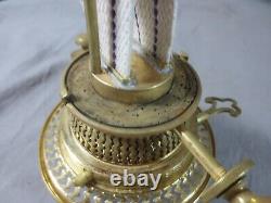 Antique Brass RARE MODEL HINKS DUPLEX Lever Lift Oil Lamp Burner Bayonet Fit