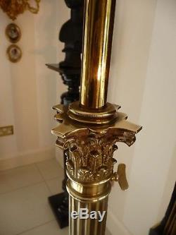 Antique Brass Telescopic Oil Lamp light Cranberry Shade Cut Crystal Reservoir