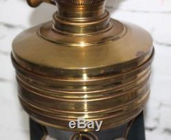 Antique Brass Tower Base Oil Lamp with Frosted Glass Shade PL4400