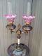 Antique Brass Victorian Double Arm Electric OIL TABLE LAMP-Free Pick Up or Ship