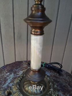 Antique Brass Victorian Double Arm Electric OIL TABLE LAMP-Free Pick Up or Ship