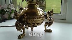 Antique Brass and Bronze Oil Lamps x 2