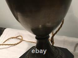 Antique Bronze Aesthetic Movement Table Lamp Converted Oil Lamp
