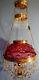 Antique Bullseye Cranberry Ruby Red Victorian Hanging Library Oil Lamp B & H