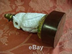 Antique China German Pottery Ernst Bohne & Sohne Victorian Owl Oil Lamp
