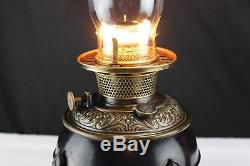 Antique Circa 1880 Bradley and Hubbard B&H Oil Lamp Wrought Iron Base GWTW Shade
