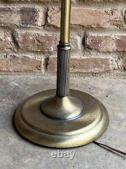 Antique Converted 4F Oil Floral 3 Way GWTW Parlor Hurricane Brass Floor Lamp