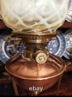 Antique Copper Brass Copper Oil Lamp W A S Benson Vaseline Shade