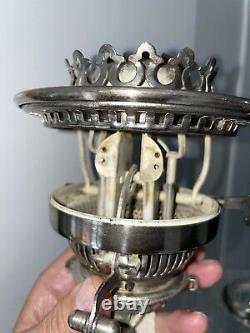 Antique Corinthian Column Walker & Hall Large Silver Plate Oil Lamp