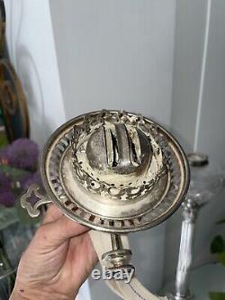 Antique Corinthian Column Walker & Hall Large Silver Plate Oil Lamp