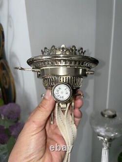 Antique Corinthian Column Walker & Hall Large Silver Plate Oil Lamp