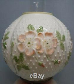 Antique Cosmos Hand Painted Blossom Floral GWTW Table Oil Lamp Light Electrified