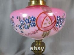 Antique Cranberry Glass OIL Lamp & Original Acid Etched Oil Lamp Shade