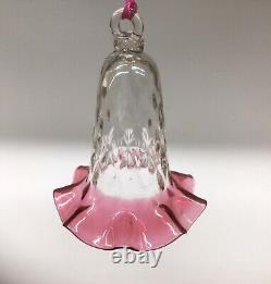 Antique Cranberry Glass Oil Lamp Smoke Bell Quilted RARE