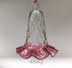 Antique Cranberry Glass Oil Lamp Smoke Bell Quilted RARE