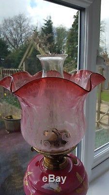 Antique Cranberry Oil Lamp