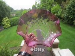 Antique Cranberry Optic Glass Tulip Oil Lamp Shade Several Chips On Top Rim