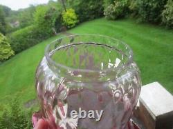 Antique Cranberry Optic Glass Tulip Oil Lamp Shade Several Chips On Top Rim