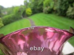 Antique Cranberry Optic Glass Tulip Oil Lamp Shade Several Chips On Top Rim