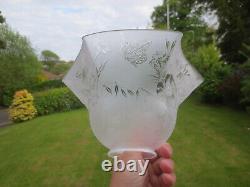 Antique Crystal Etched Glass Oil Lamp Electric Light Shade