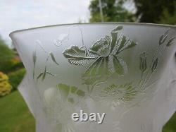 Antique Crystal Etched Glass Oil Lamp Electric Light Shade