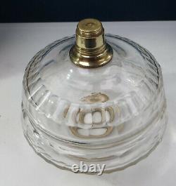 Antique Cut / Faceted Glass Oil Lamp Font / Fount Duplex Screw Collar