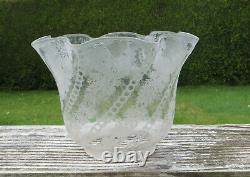 Antique Deep Etched Tulip Shaped Floral Glass Oil Lamp Globe / Shade, 4 fitter