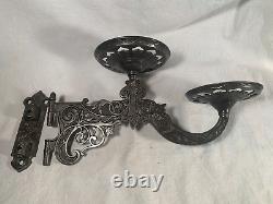 Antique Double Oil Lamp Ornate Victorian Eastlake Oil Lamp Bracket & Wallplate