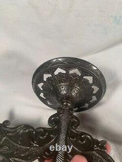 Antique Double Oil Lamp Ornate Victorian Eastlake Oil Lamp Bracket & Wallplate