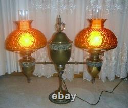 Antique Double Student Lamp Bradley And Hubbard Oil Converted To Electric Rare