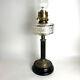 Antique Double Wick Duplex Victorian Tall Brass Ceramic & Glass Column Oil Lamp