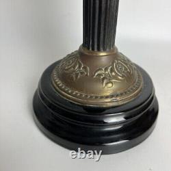 Antique Double Wick Duplex Victorian Tall Brass Ceramic & Glass Column Oil Lamp