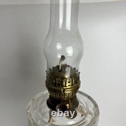 Antique Double Wick Duplex Victorian Tall Brass Ceramic & Glass Column Oil Lamp