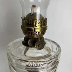 Antique Double Wick Duplex Victorian Tall Brass Ceramic & Glass Column Oil Lamp