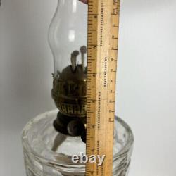 Antique Double Wick Duplex Victorian Tall Brass Ceramic & Glass Column Oil Lamp