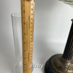 Antique Double Wick Duplex Victorian Tall Brass Ceramic & Glass Column Oil Lamp