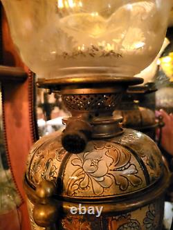 Antique Doulton Lambeth Art Pottery Oil Lamps Aesthetic Mark Marshall Artist