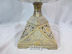Antique Duplex Oil Lamp Chimney And Moulded Glass Shade Shepards Hut Farmhouse