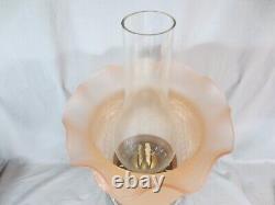 Antique Duplex Oil Lamp Chimney And Moulded Glass Shade Shepards Hut Farmhouse