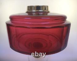 Antique Duplex Oil Lamp Cranberry Glass Font Veritas Lampworks Base Opaque Shade