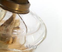 Antique Duplex Oil Lamp Crystal Reservoir Acid Etched Glass Shade