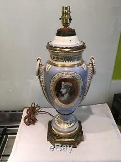 Antique Empire Porcelain Converted Oil Lamp Lamp, caeser, Gilt Decoration
