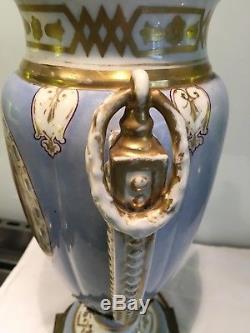 Antique Empire Porcelain Converted Oil Lamp Lamp, caeser, Gilt Decoration
