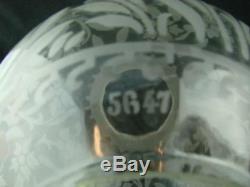 Antique Etched Globe Clear Glass Duplex Oil Lamp Shade, Stylised Floral Design