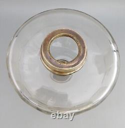 Antique Faceted Cut Glass Oil Lamp Font / Fount Duplex Screw Collar