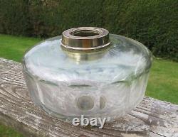Antique Faceted Cut Glass Oil Lamp Font / Fount Duplex Screw Collar