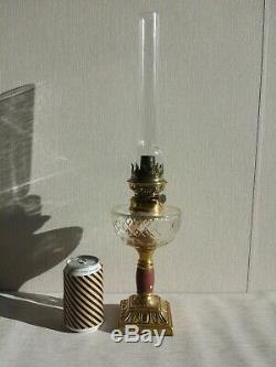 Antique French Oil Lamp Baccarat Crystal Font Kerosene Parlor Victorian