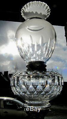 Antique French Oil Lamp Crystal Baccarat Table Parlor GWTW Kerosene Victorian