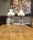 Antique French Oil Lamp Pair Cut Crystal Font Pair Of Small Oil Lamps